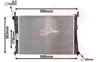 2S6H8005CA 1141490 1222562 Radiator 16mm for Ford